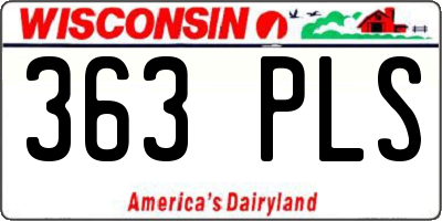 WI license plate 363PLS