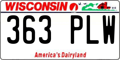 WI license plate 363PLW