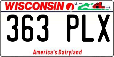WI license plate 363PLX