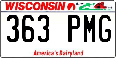WI license plate 363PMG