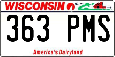 WI license plate 363PMS