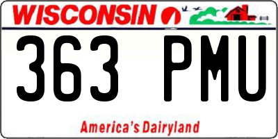 WI license plate 363PMU