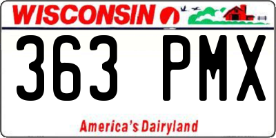 WI license plate 363PMX