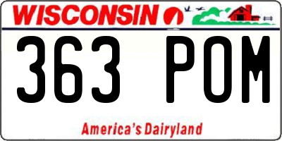 WI license plate 363POM