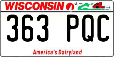 WI license plate 363PQC