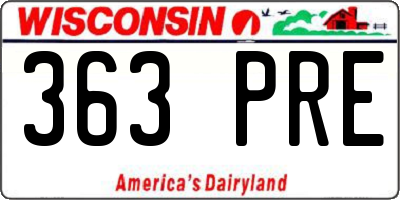 WI license plate 363PRE
