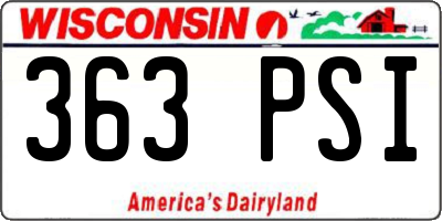 WI license plate 363PSI