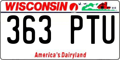 WI license plate 363PTU