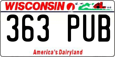 WI license plate 363PUB