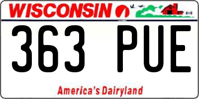 WI license plate 363PUE