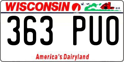 WI license plate 363PUO