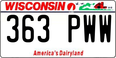 WI license plate 363PWW