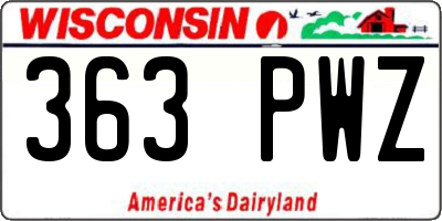 WI license plate 363PWZ