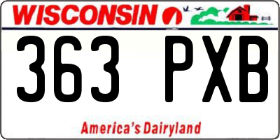 WI license plate 363PXB