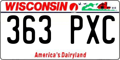 WI license plate 363PXC