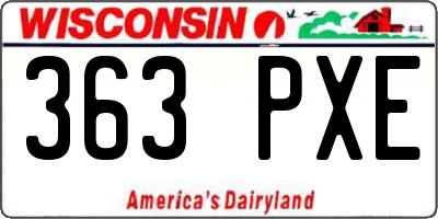 WI license plate 363PXE