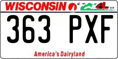 WI license plate 363PXF