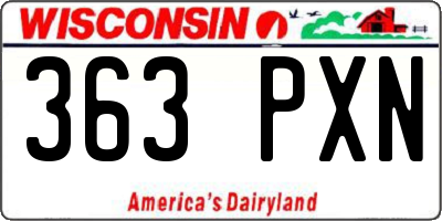 WI license plate 363PXN
