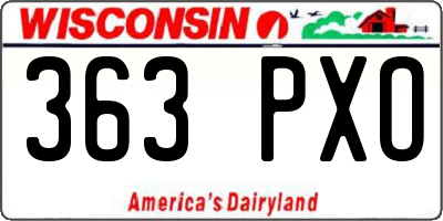 WI license plate 363PXO