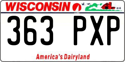 WI license plate 363PXP