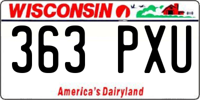 WI license plate 363PXU