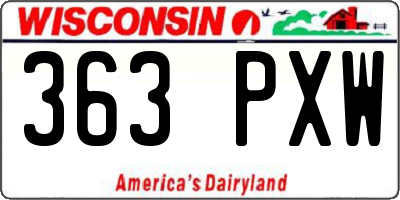 WI license plate 363PXW