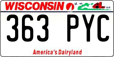 WI license plate 363PYC