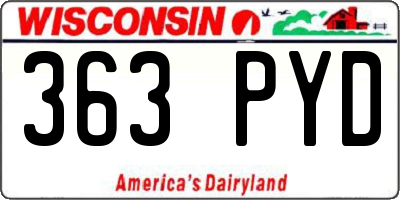 WI license plate 363PYD
