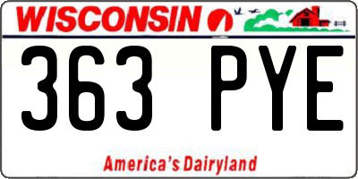 WI license plate 363PYE