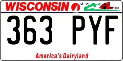 WI license plate 363PYF