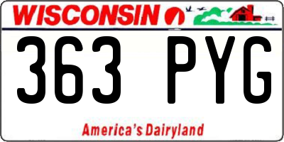 WI license plate 363PYG