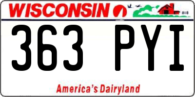 WI license plate 363PYI