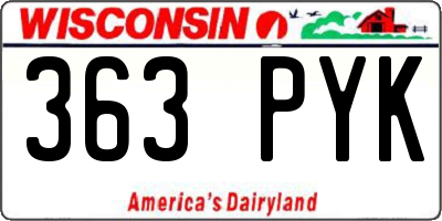 WI license plate 363PYK