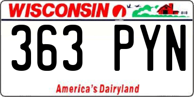 WI license plate 363PYN