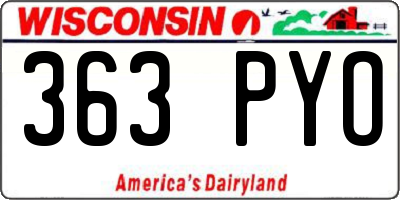 WI license plate 363PYO