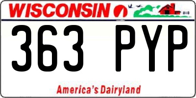 WI license plate 363PYP