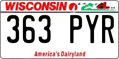 WI license plate 363PYR