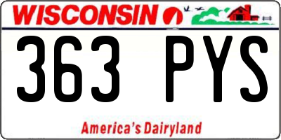 WI license plate 363PYS