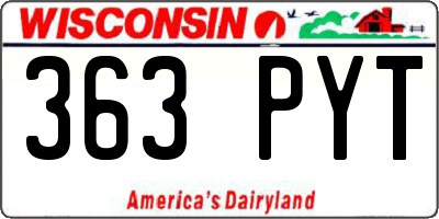 WI license plate 363PYT