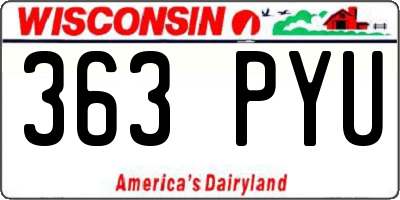 WI license plate 363PYU