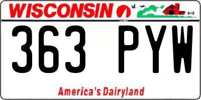 WI license plate 363PYW