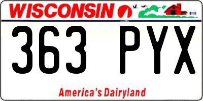 WI license plate 363PYX