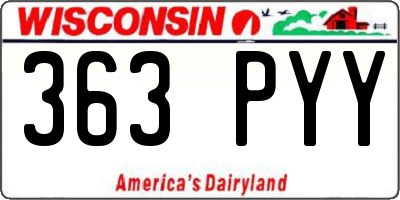 WI license plate 363PYY