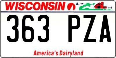 WI license plate 363PZA