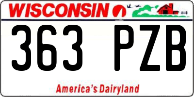 WI license plate 363PZB