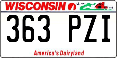 WI license plate 363PZI