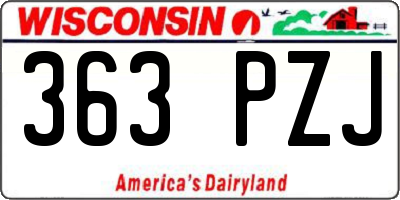 WI license plate 363PZJ