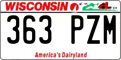WI license plate 363PZM