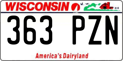 WI license plate 363PZN