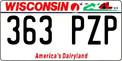 WI license plate 363PZP